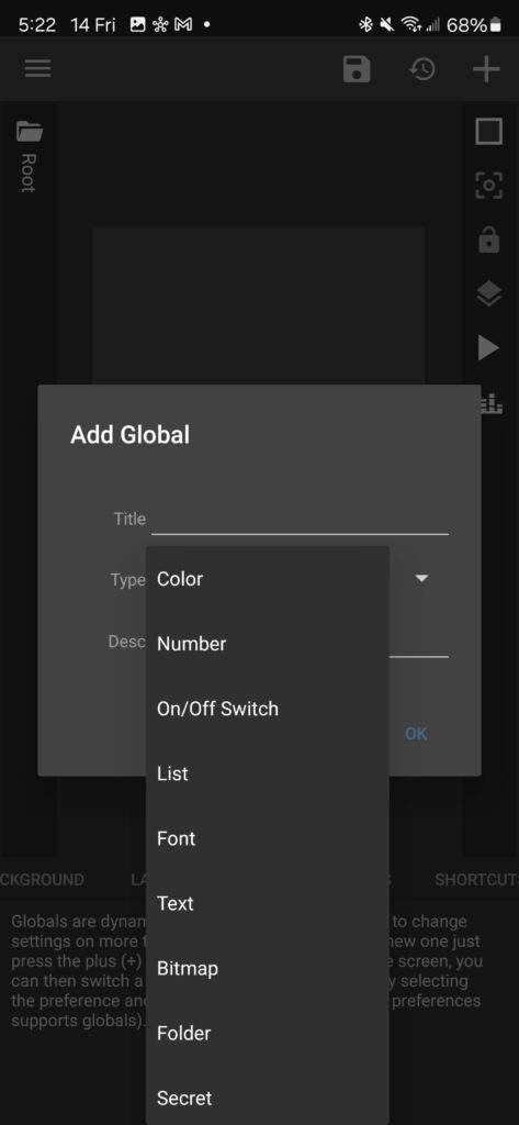 AddGlobals adding globals in kwgt