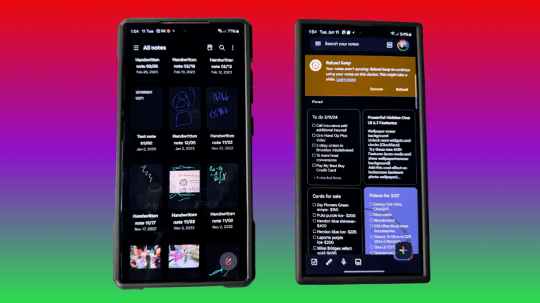keep notes and samsung notes side by side