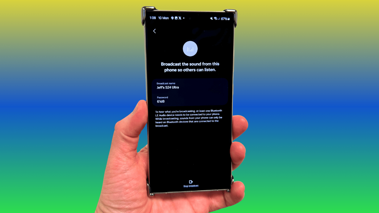 aura cast broadcast page on s24 ultra