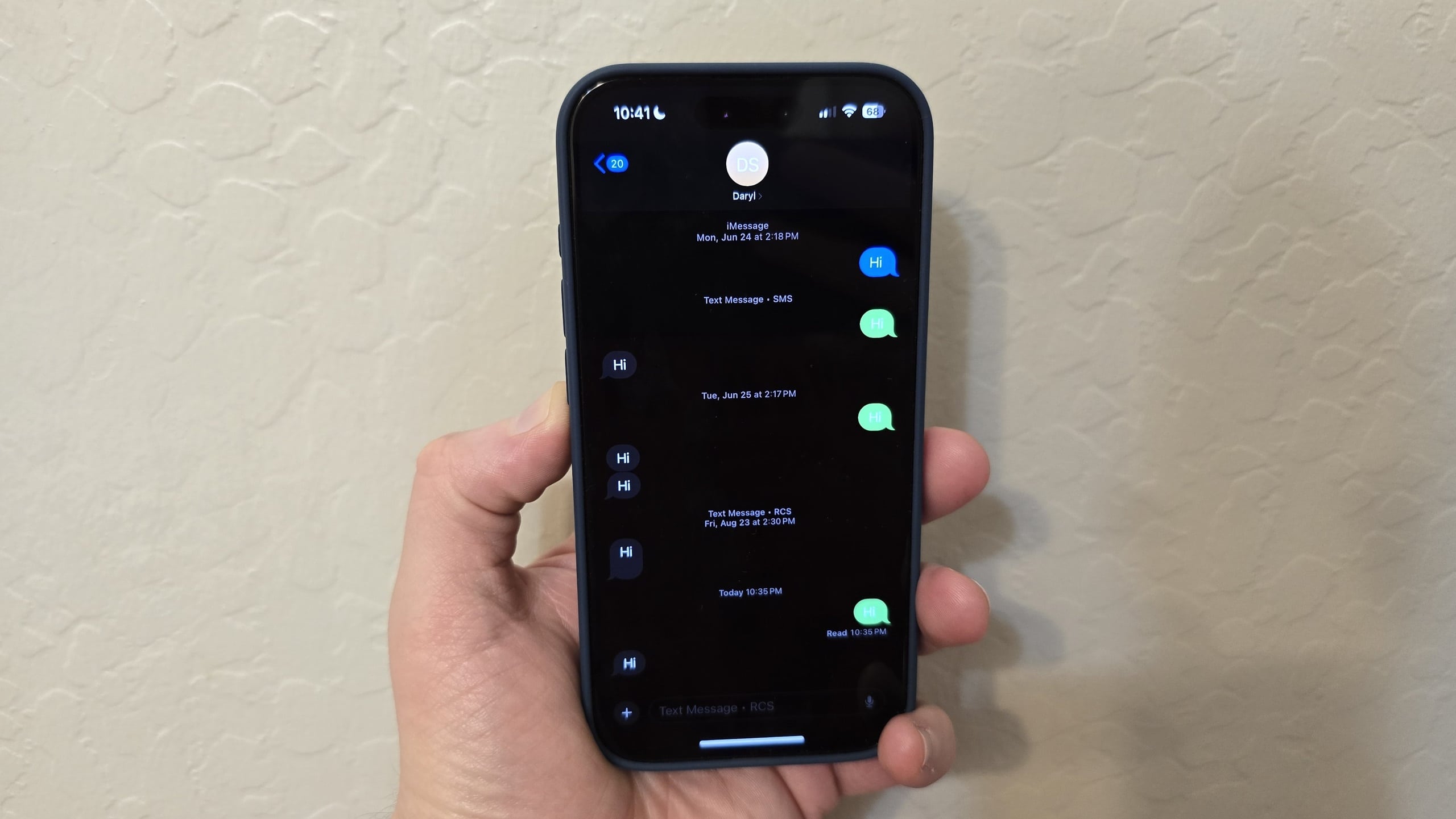 iPhone RCS From Galaxy S24 Ultra