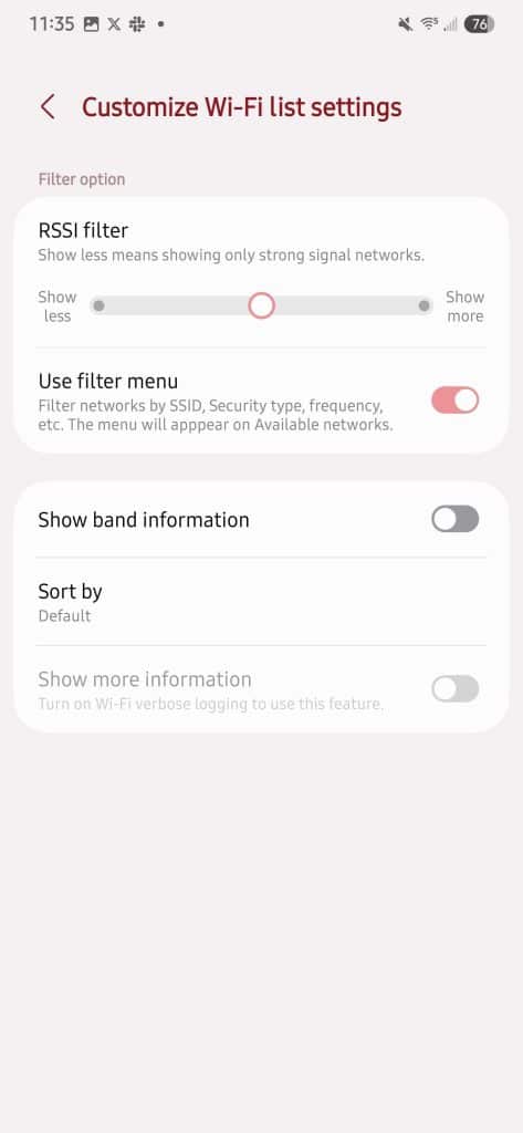 One UI 7 Wi-Fi Filter