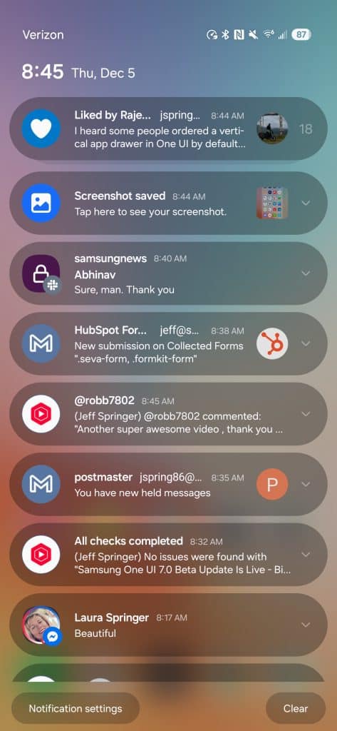 One UI 7.0 Beta Lets You Combine Quick Panel and Notification Panel