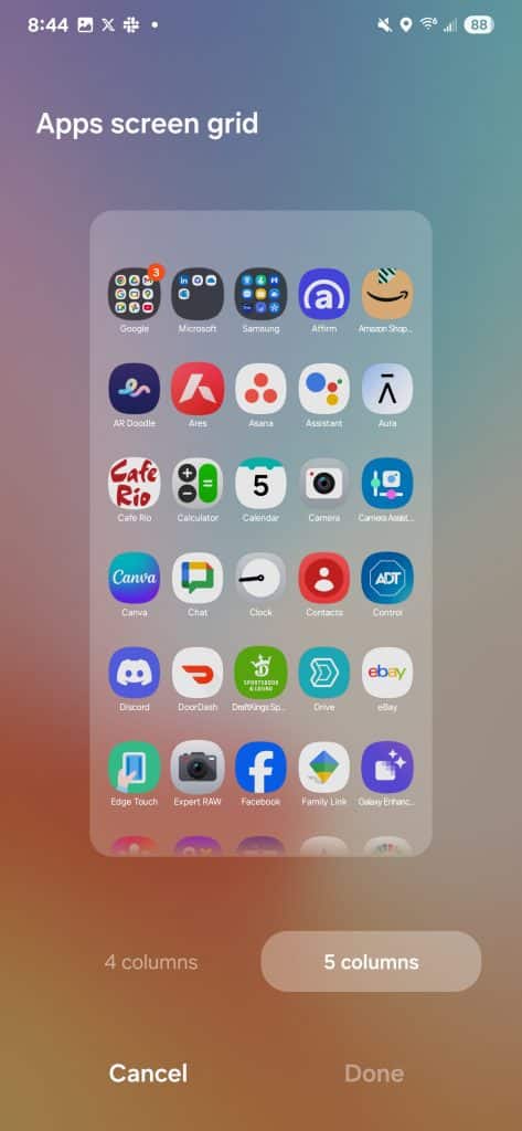 One UI 7.0 Vertical App Drawer