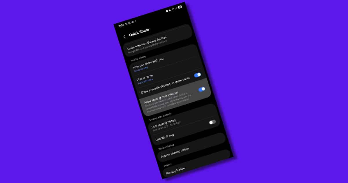 One UI 7.0’s Quick Share One UI 7.0’s Quick Share