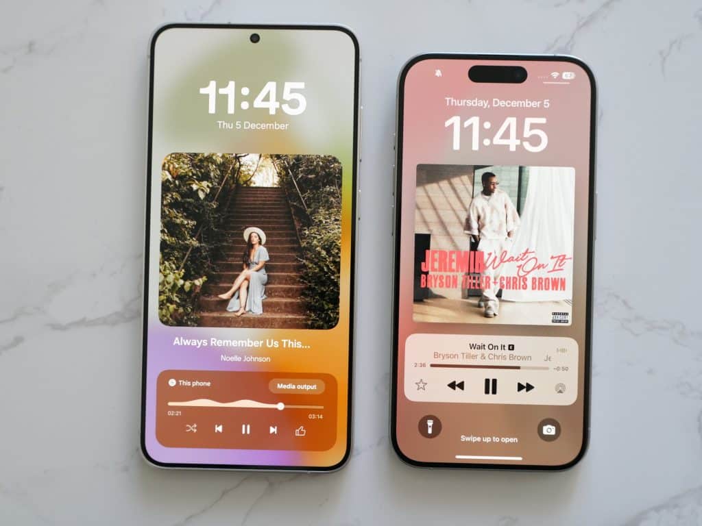Samsung One UI 7.0 vs iOS 18 comparison 2