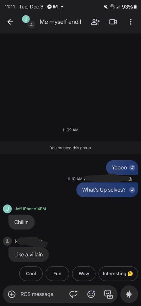 RCS group chat in message