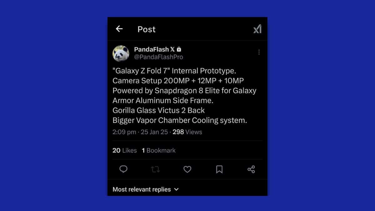 Galaxy Z Fold 7 Internal Prototype