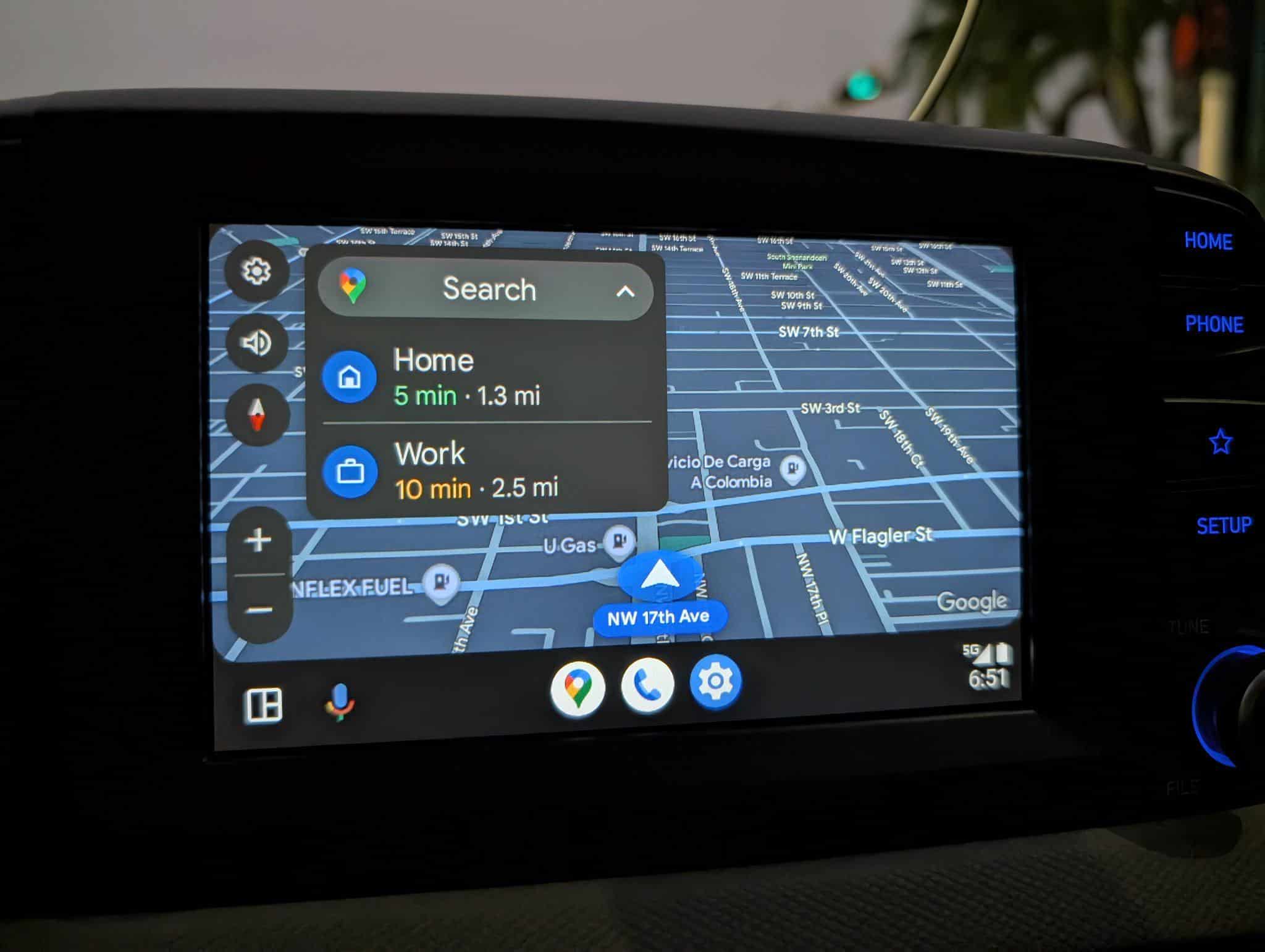 Google Maps centered on Android Auto