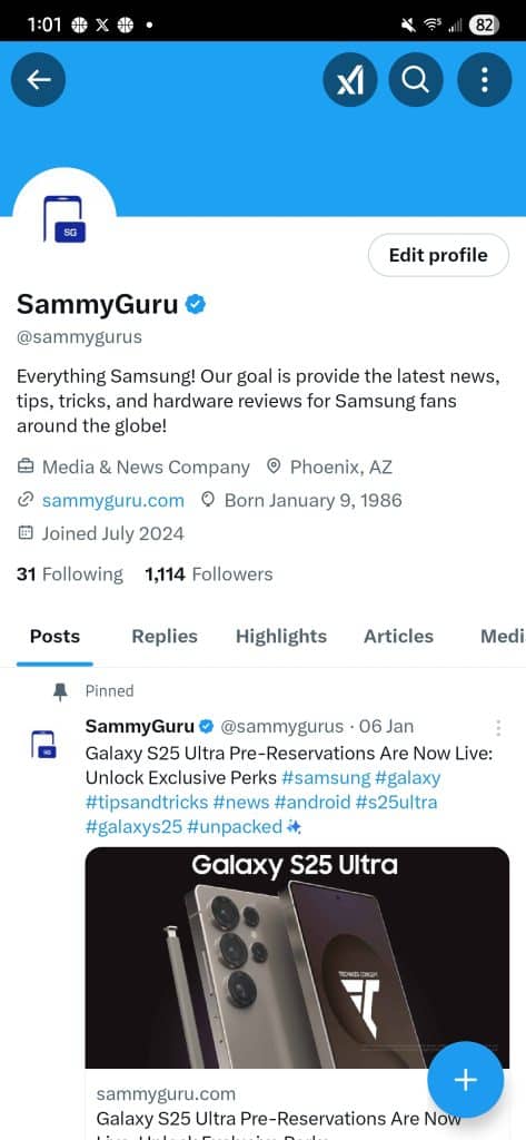 SammyGuru X Profile