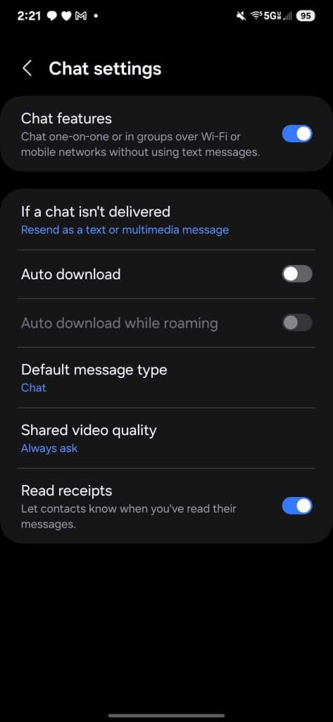 RCS Settings in S25 Ultra