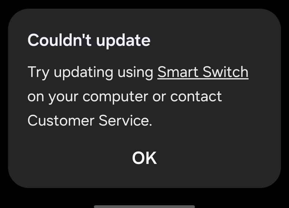 Couldn't update Galaxy S25 Ultra