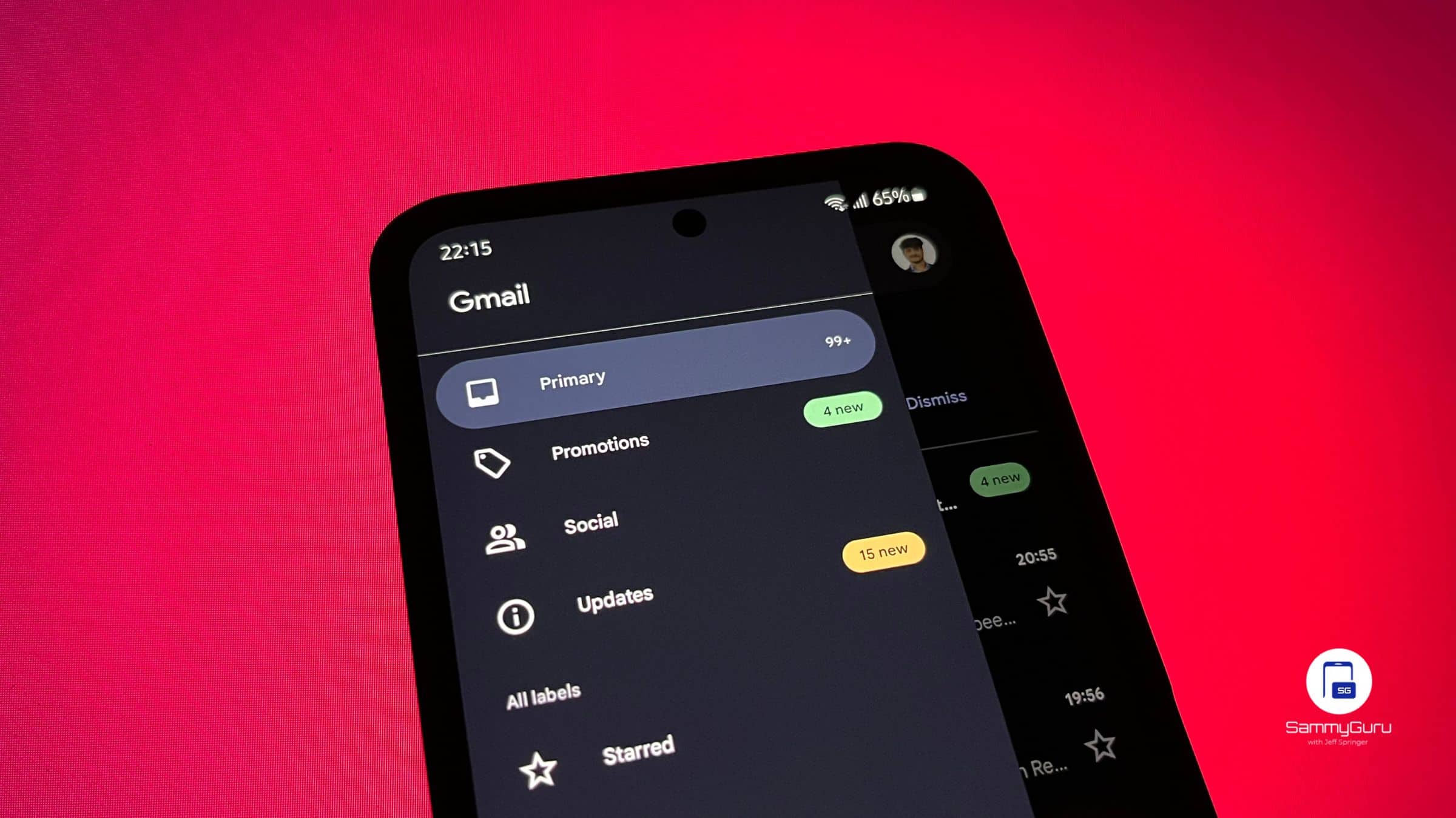 Gmail app on Galaxy A55 5G