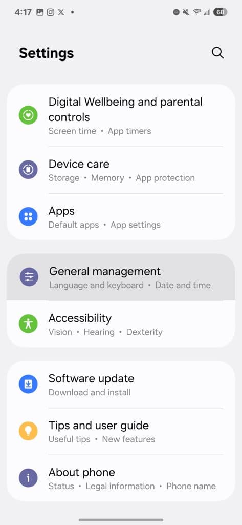 General management in settings
