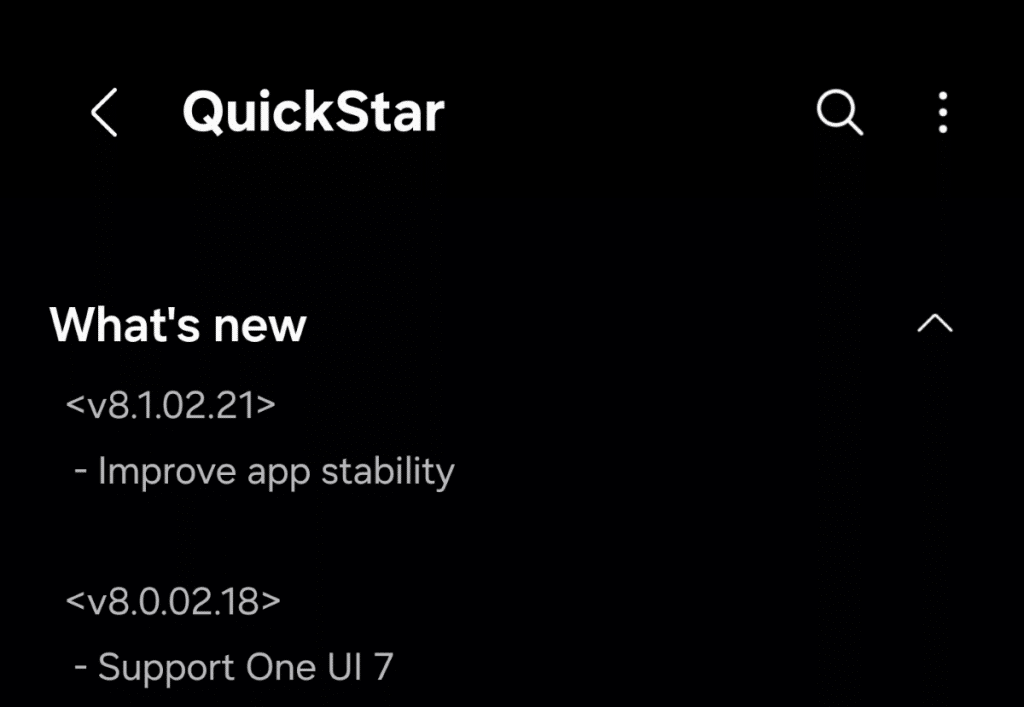 Quickstar version 8.1.02.21's changelog