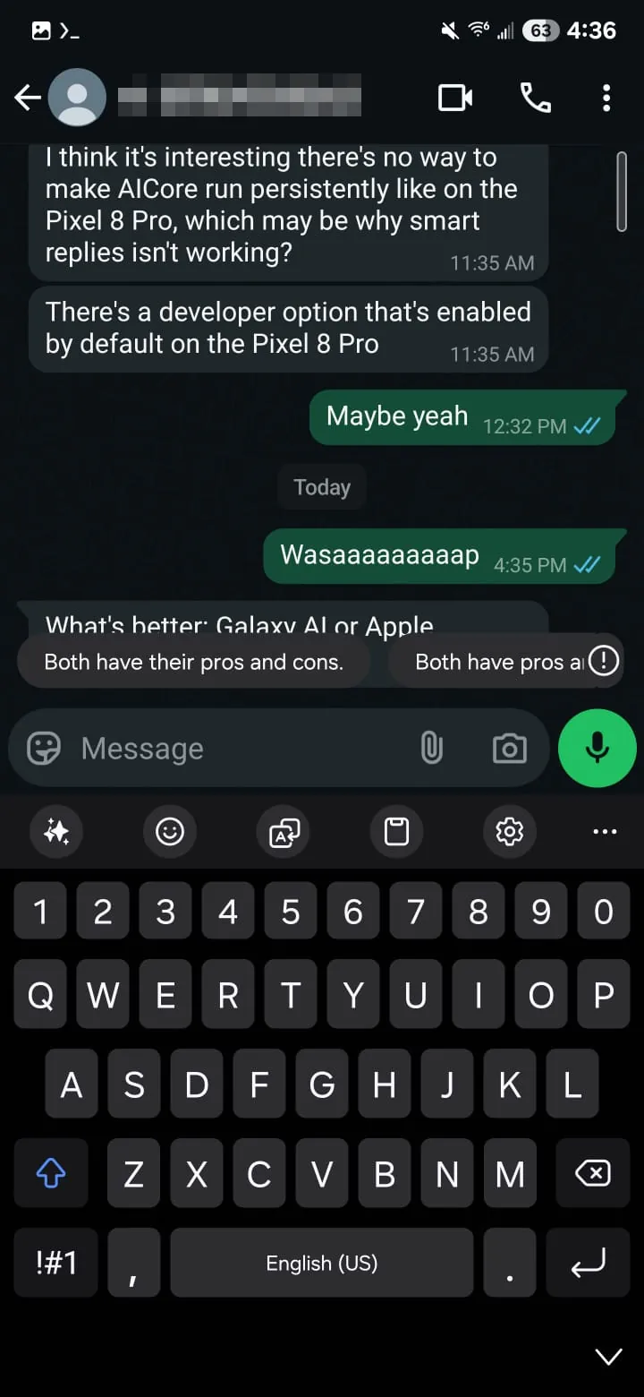WhatsApp AI Suggestions Samsung keyboard Galaxy S25