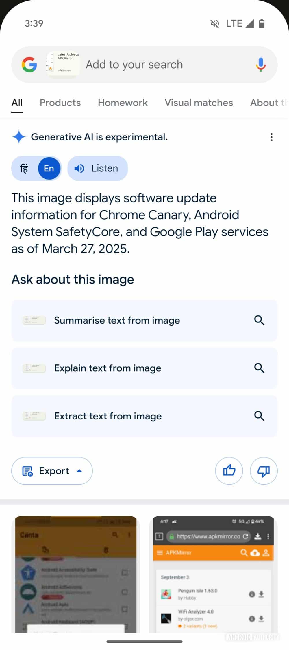 AI Overviews Text Chips