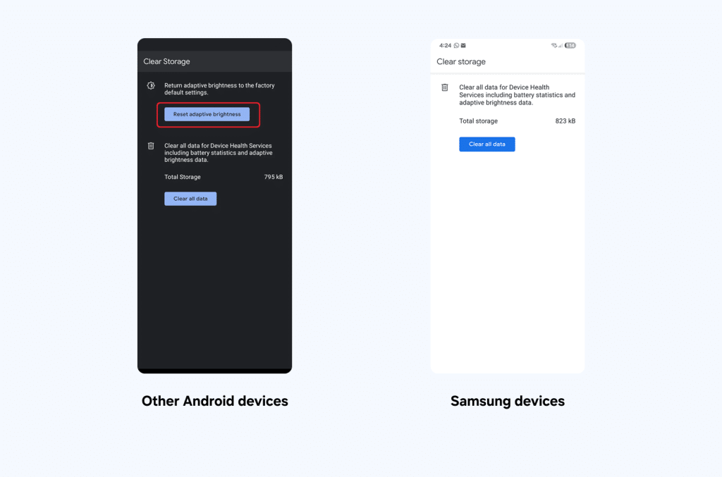 Auto Brightness reset toggle missing on Samsung devices, but available on others