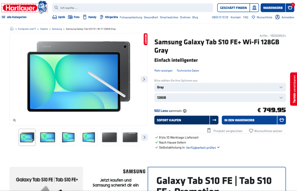 Galaxy Tab S10 FE+ Hartlauer