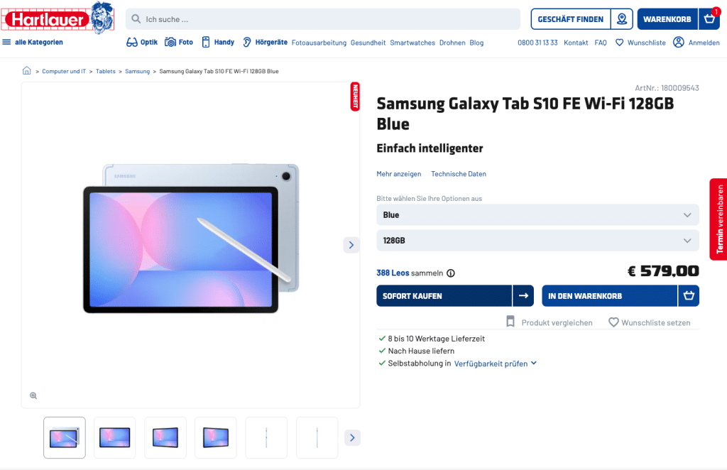 Galaxy Tab S10 FE Hartlauer