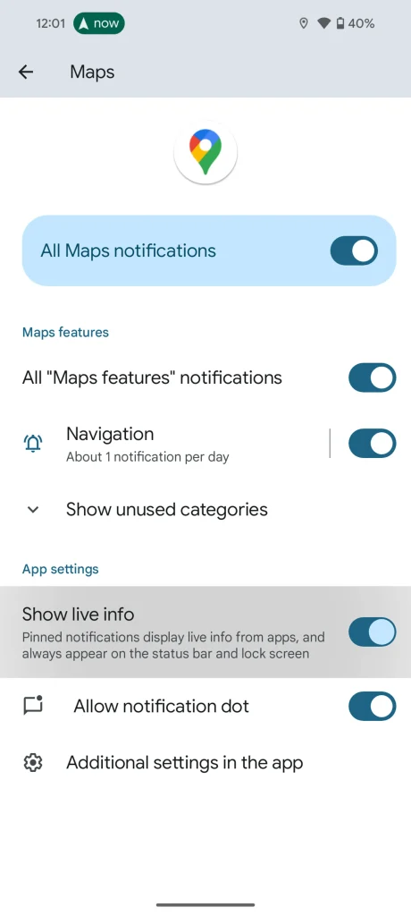 Google Maps Live Notifications Android 16 (3)