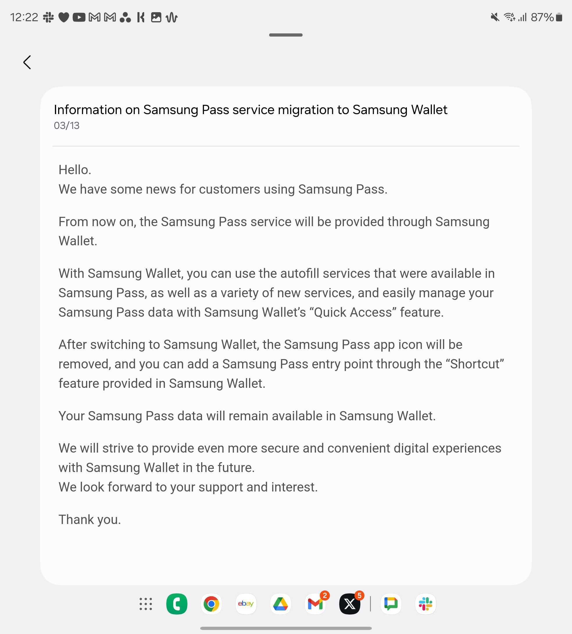 Samsung Pass to Wallet Migration