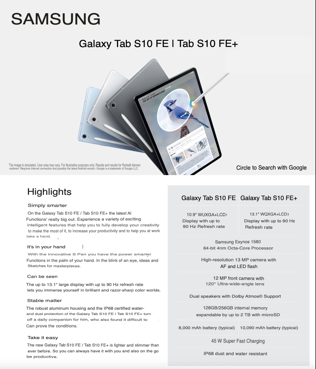 Tab S10 FE Marketing Materials