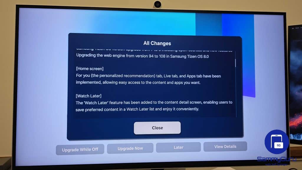 Tizen 8 One UI Changelog Smart Monitor