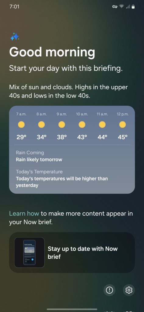 Now Brief UI on S23+