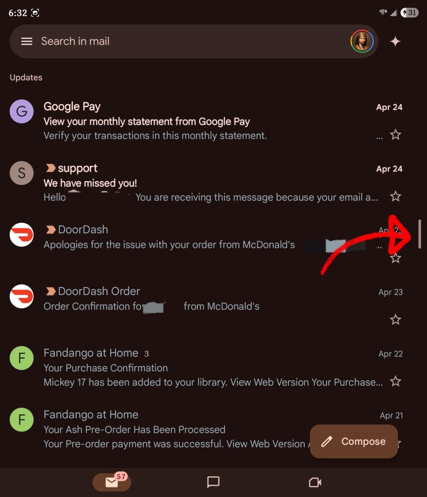 Gmail dual panel view foldable (1)
