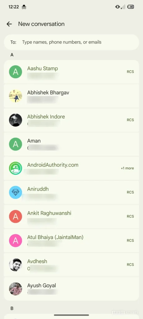 Google Messages RCS label contacts (1)