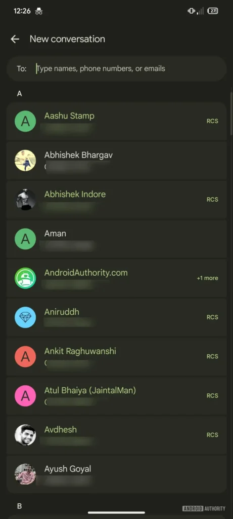 Google Messages RCS label contacts (1)