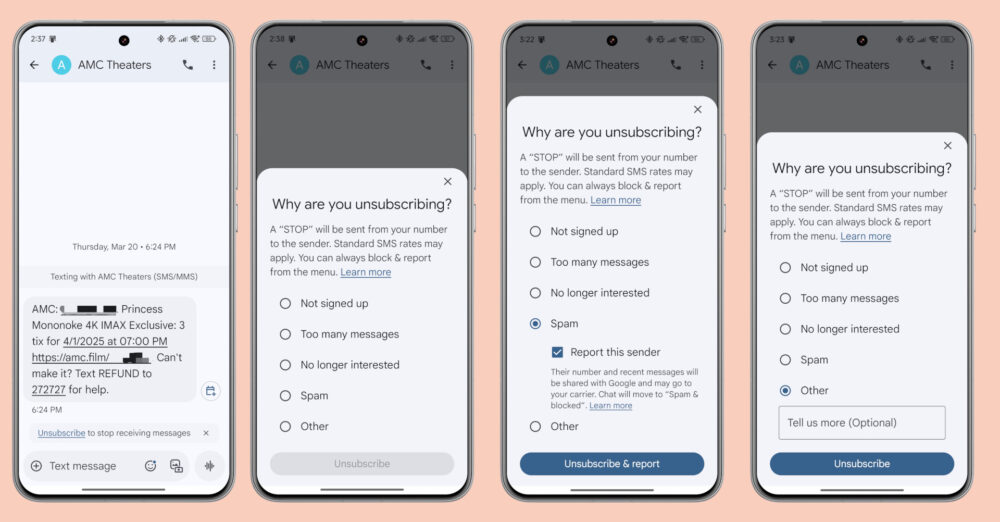 Google Messages Unsubscribe
