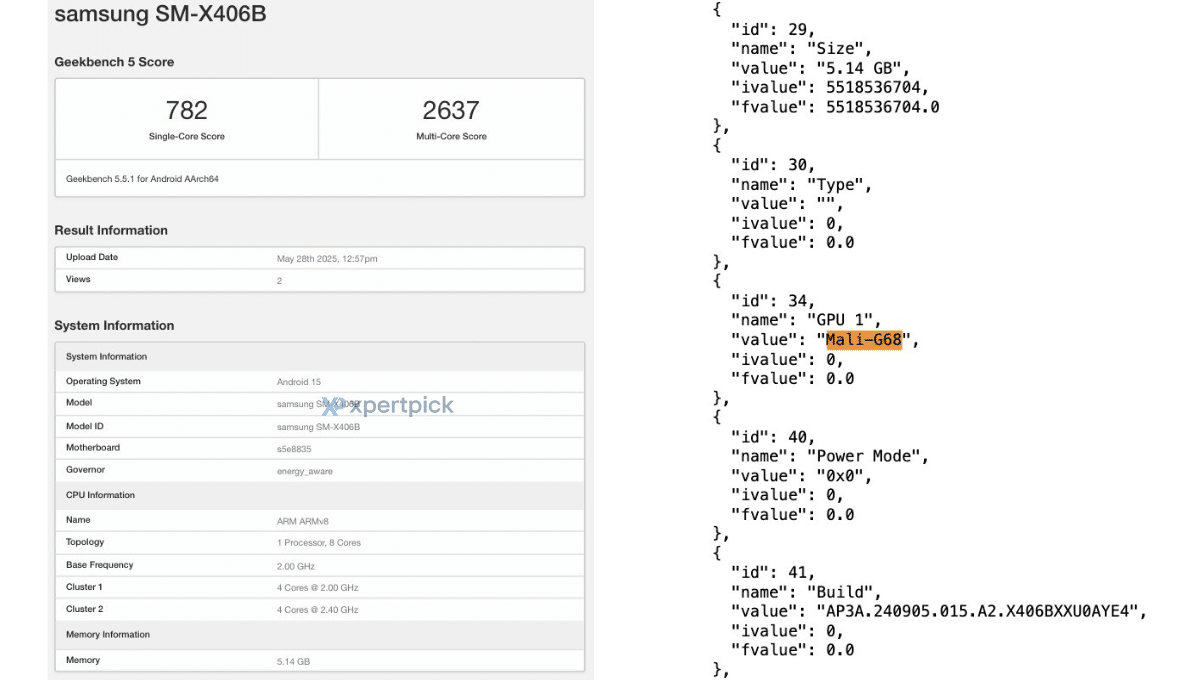 Galaxy Tab S10 Lite Geekbench