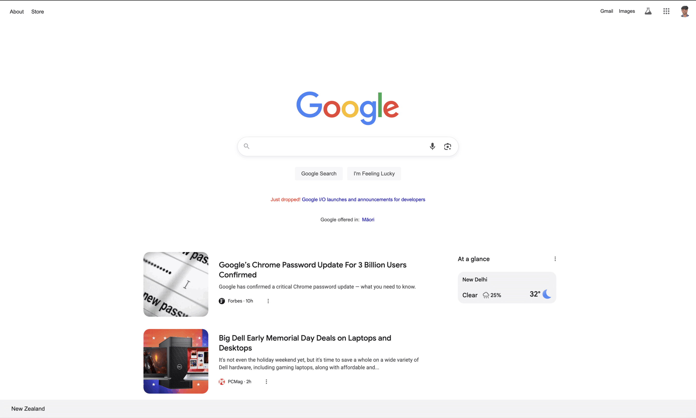 Google Discover on desktop