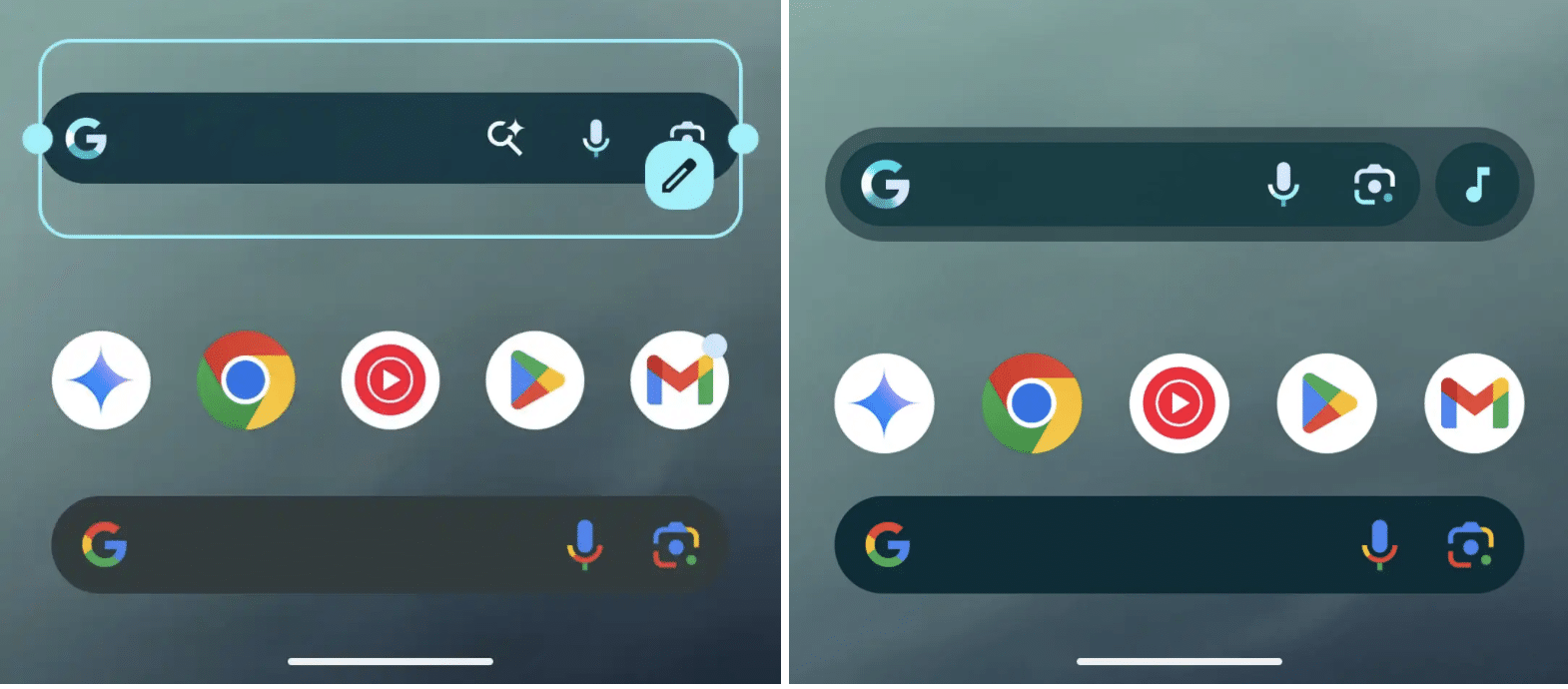 Google search widget old vs new