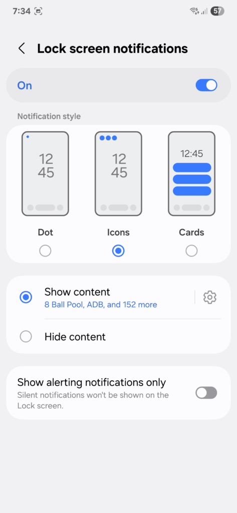 One UI 7 lock screen notification overview