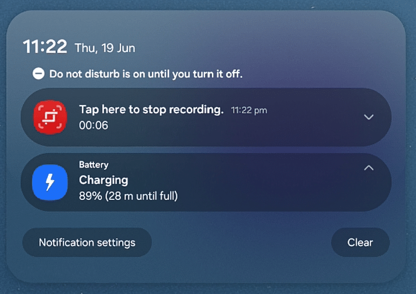 Notification panel of One UI 8 on Galaxy Tab S10 Ultra