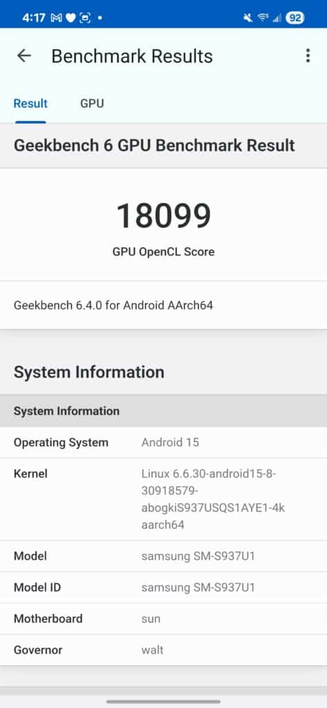 S25 Edge Geekbench 6 GPU score