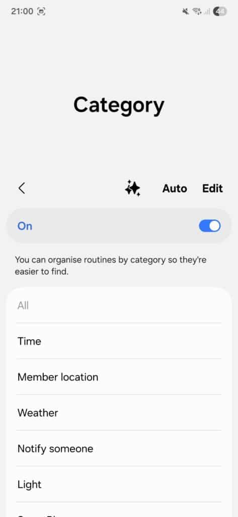 SmartThings AI Routines Category