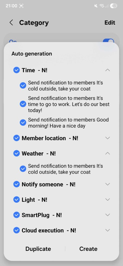 SmartThings AI Routines Category