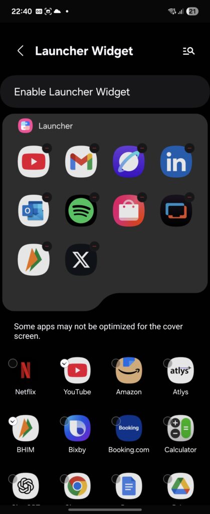 Run apps on Galaxy z flip cover screen steps