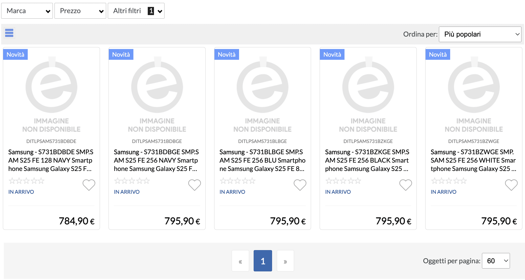Galaxy S25 FE Epto listing prices