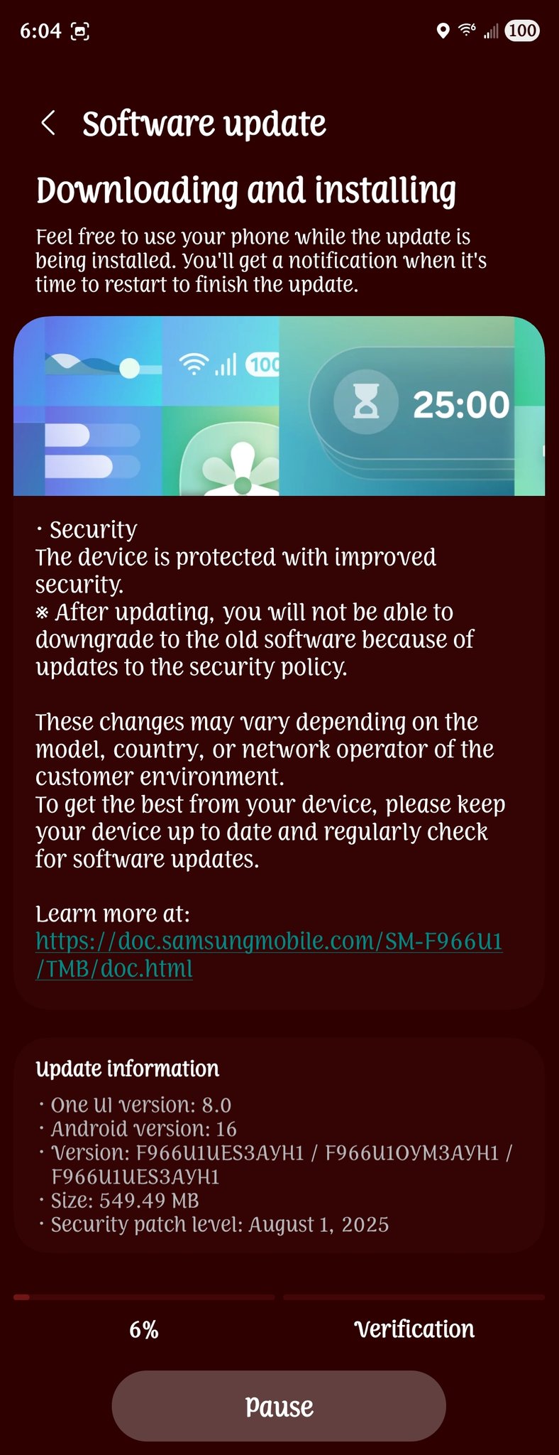 Galaxy Z Fold 7 August 2025 security update
