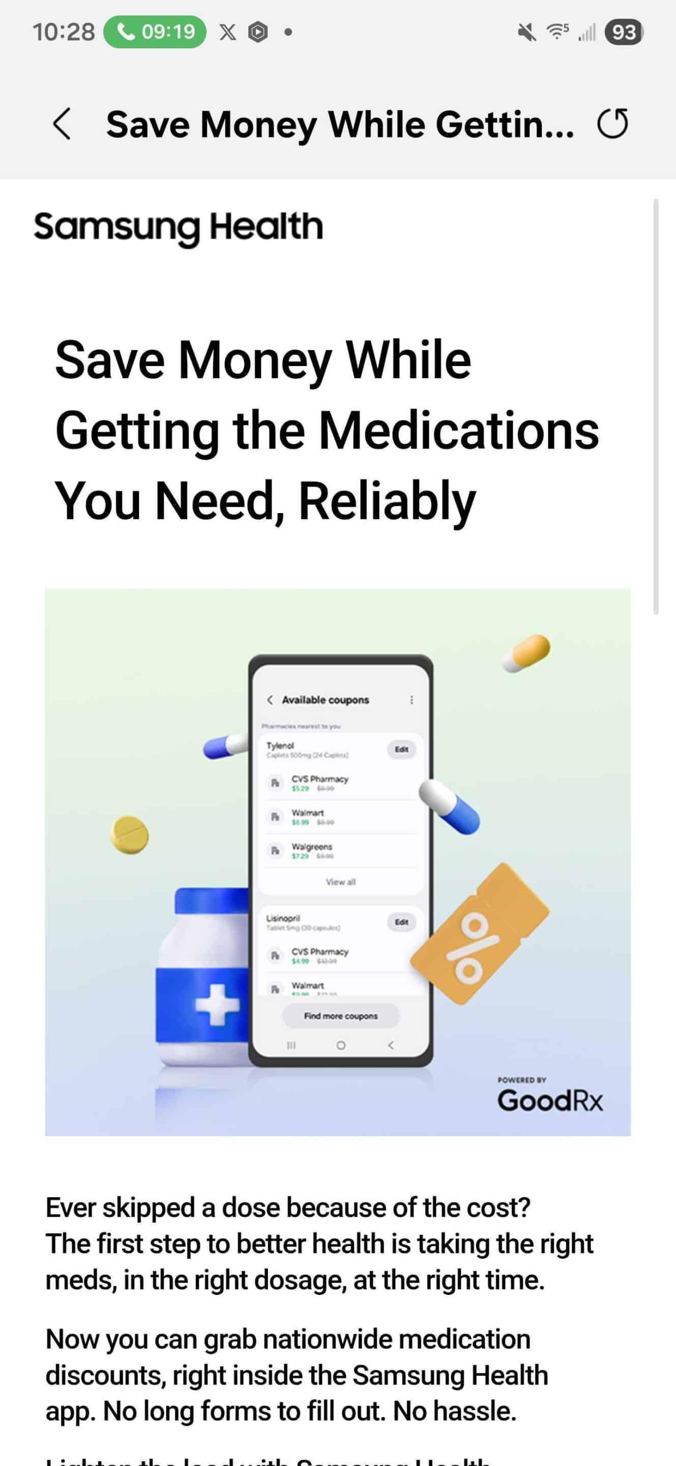 Samsung Health GoodRx integration 1