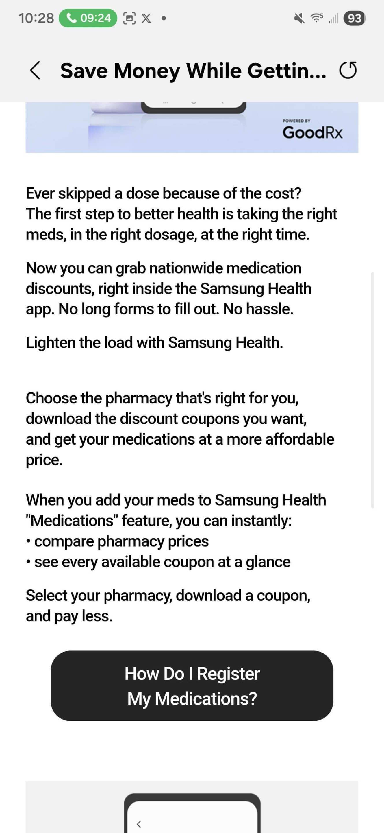 Samsung Health GoodRx integration 2