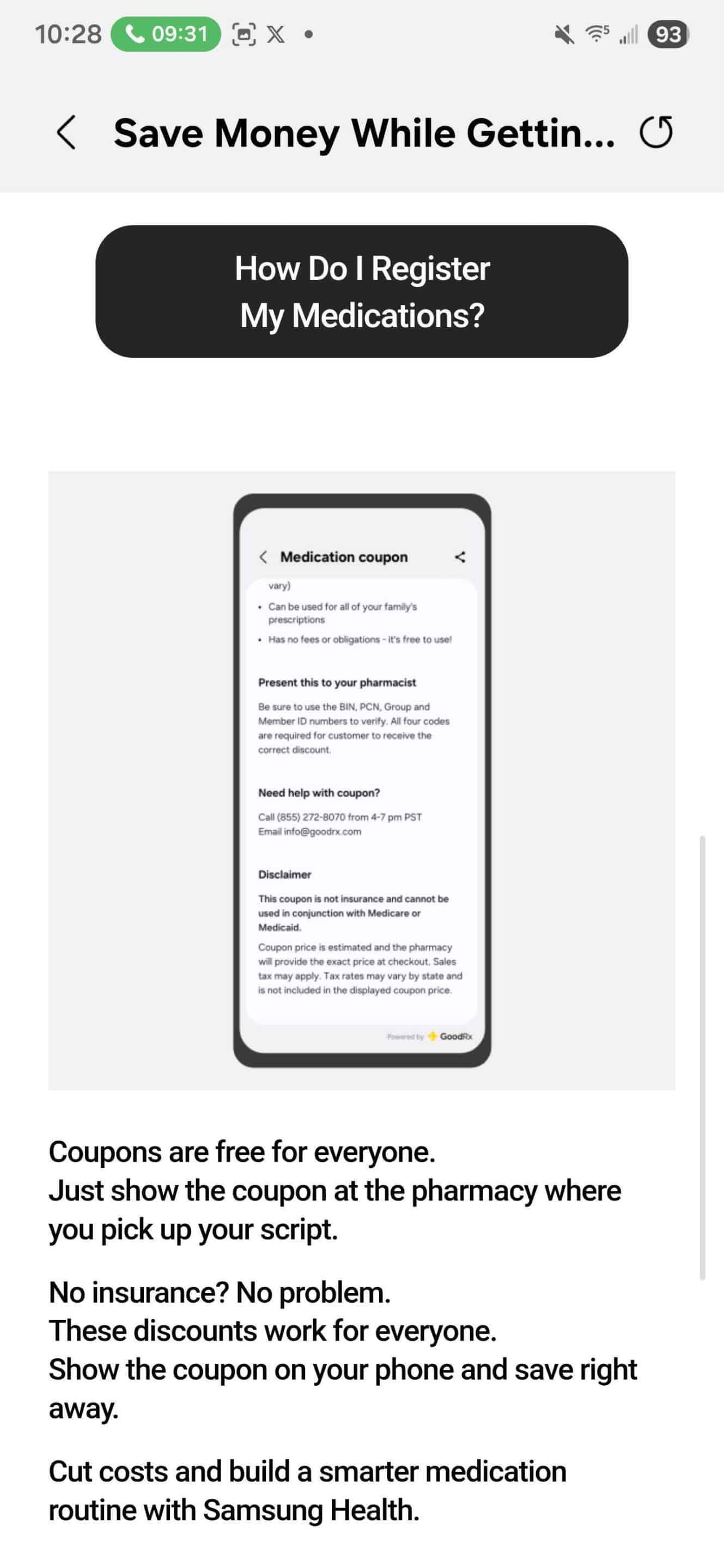 Samsung Health GoodRx integration