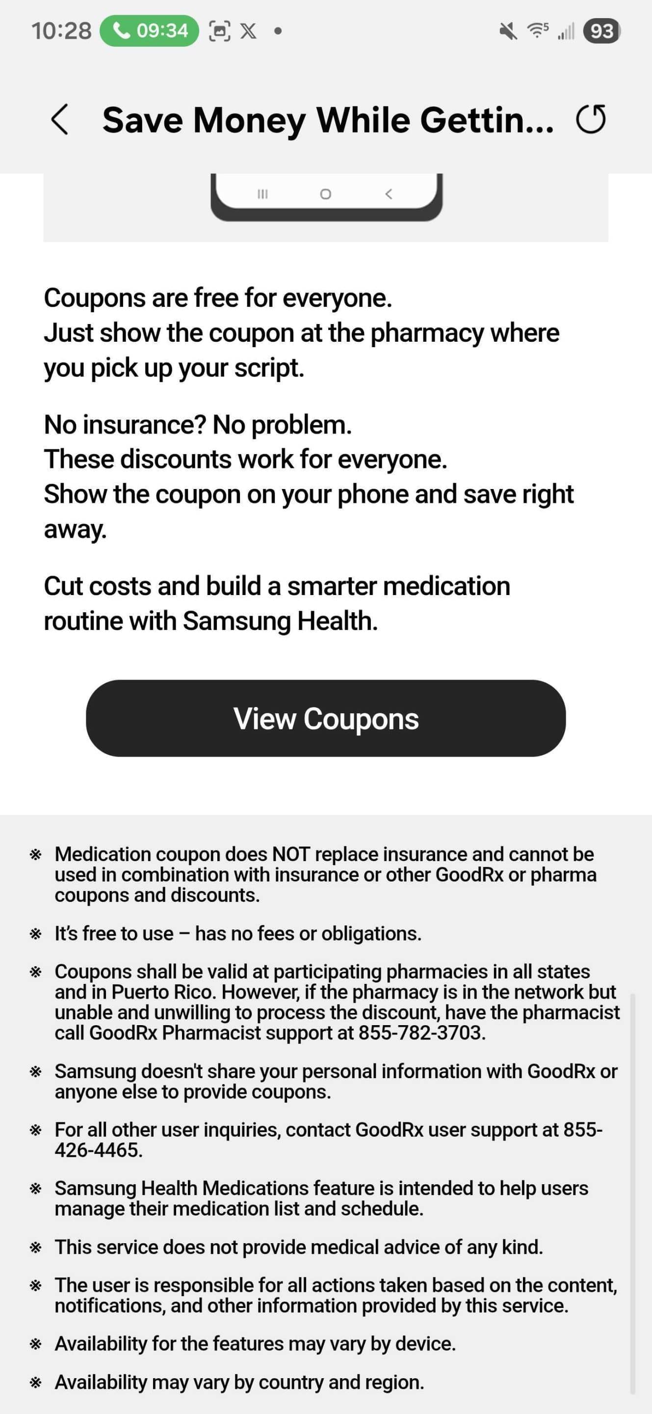 Samsung Health GoodRx integration