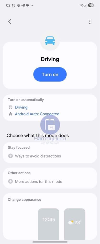 One UI 8 Driving mode