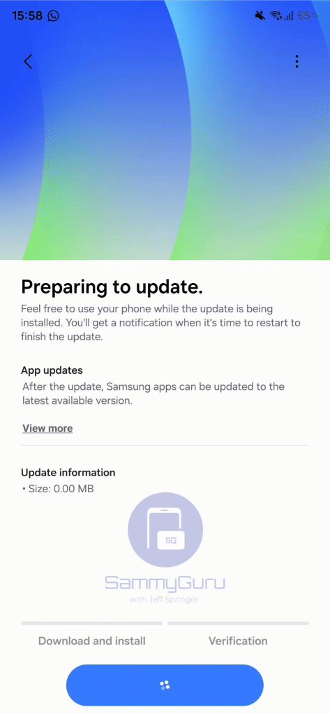One UI 8.5 Software Update Screen