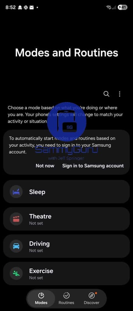Modes and routines redesign in One UI 8.5